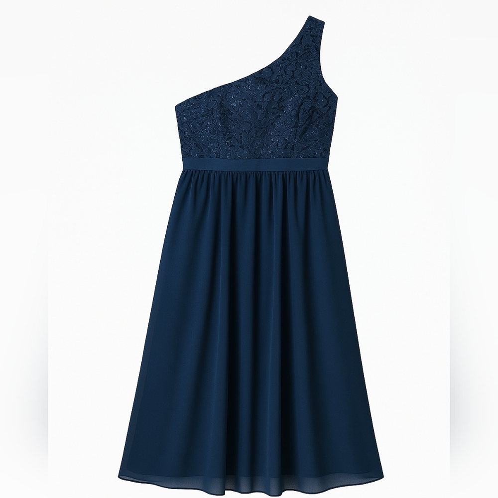 Navy One-Shoulder Semi-formal Dress
